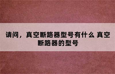 请问，真空断路器型号有什么 真空断路器的型号